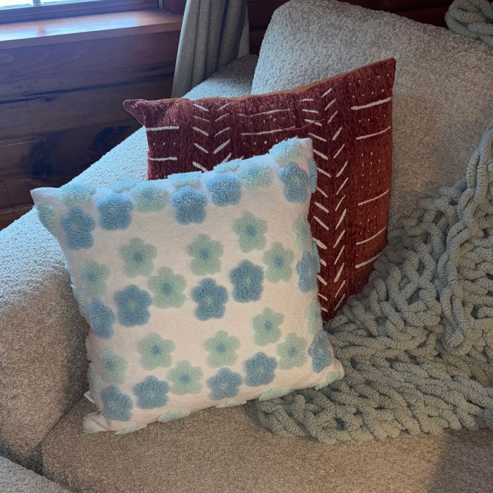 UGG Kookaburra Blue and Cream Textured Pillow